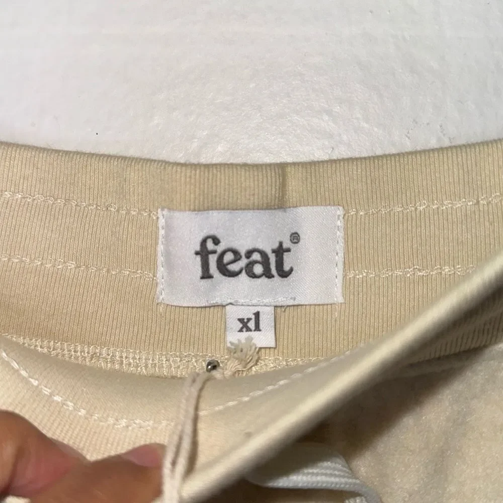 Feat BlanketBlend Beige Neutral Oatmeal Fleece Drawstring Lounge Shorts XL